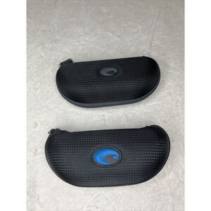 Lot 2 Costa Del Mar Sunglasses Hard Clam Shell Case Zip Up Black Blue Gray Logo
